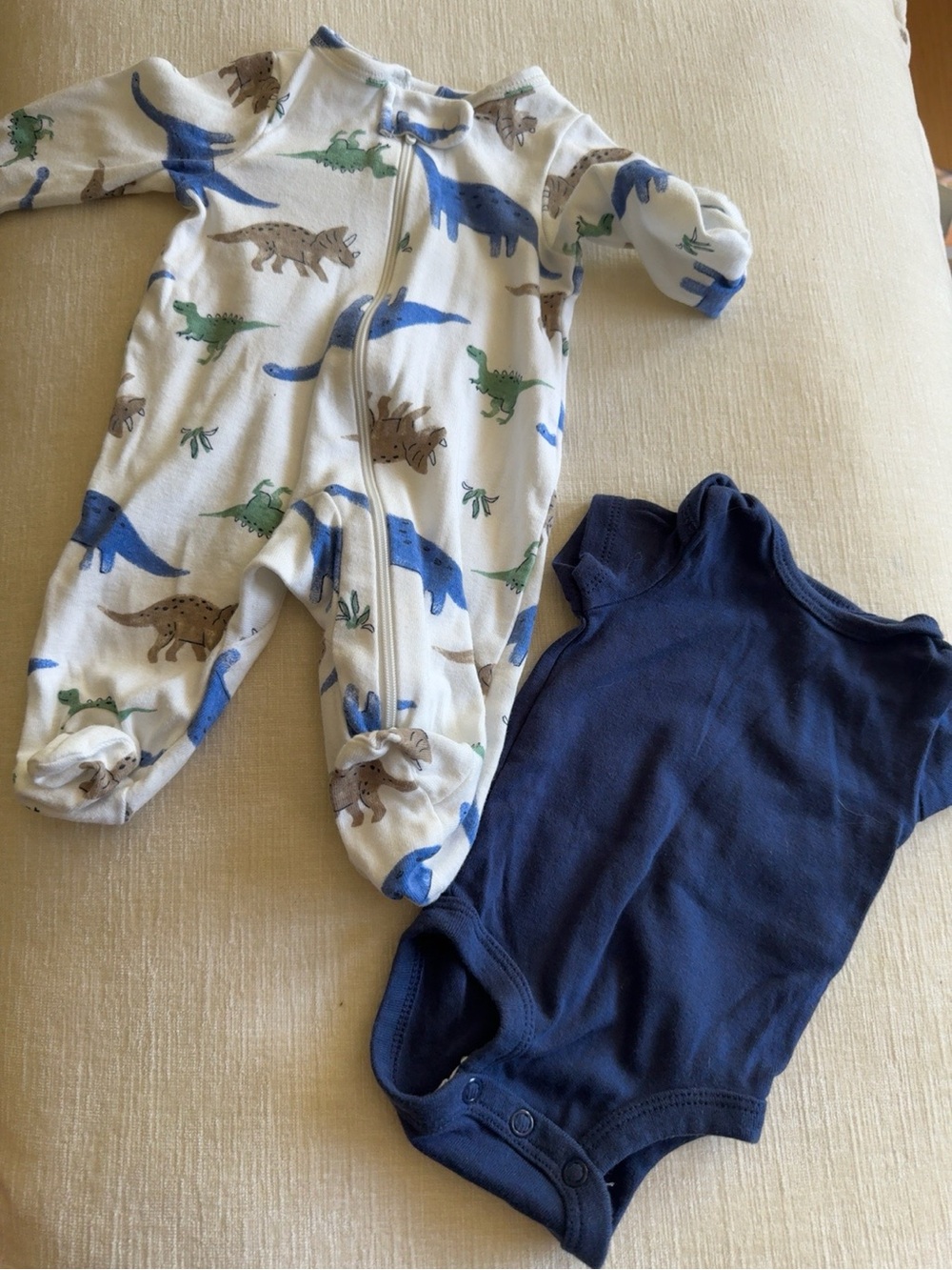 Carter’s Newborn Dinosaur Sleeper & Navy Bodysuit Bundle NB 0M Baby Boy